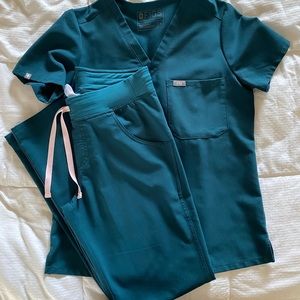 FIGS Caribbean blue scrub TOP ONLY!!